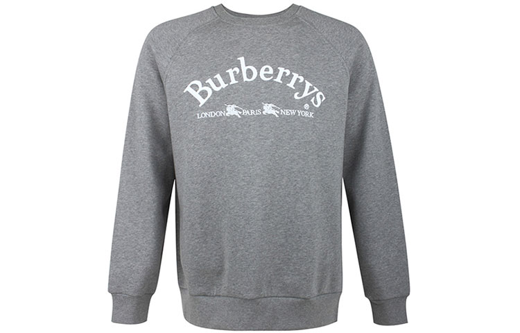Burberry Letter Logo Cotton Long Sleeve Sweatshirt Light Grey 80030171
