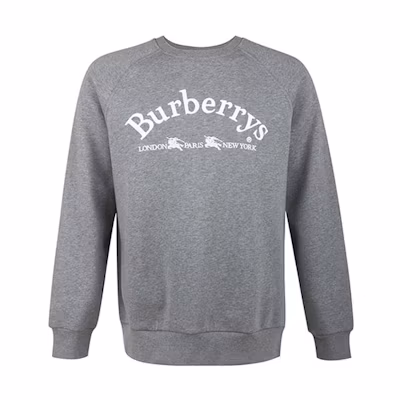 Burberry Letter Logo Cotton Long Sleeve Sweatshirt Light Grey 80030171