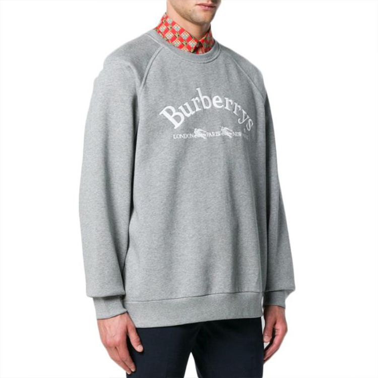 Purchase Sudadera Burberry Logo Letra Algodón Manga Larga Gris Claro 80030171