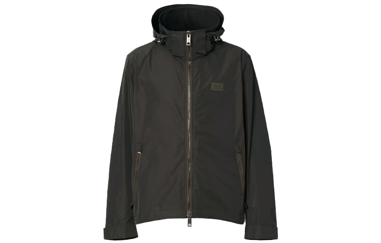 Burberry Letter Logo Hooded Zip Jacket Dark Green 80431531