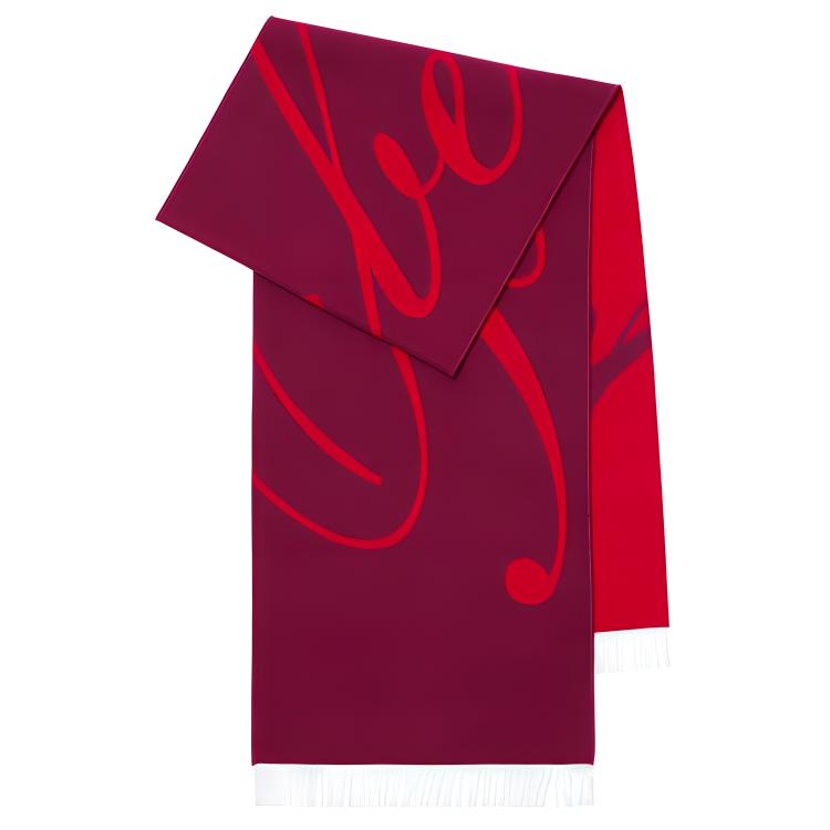 Burberry Letter Logo Jacquard Knit Scarf Unisex Couple Style Raspberry Red. 80791821