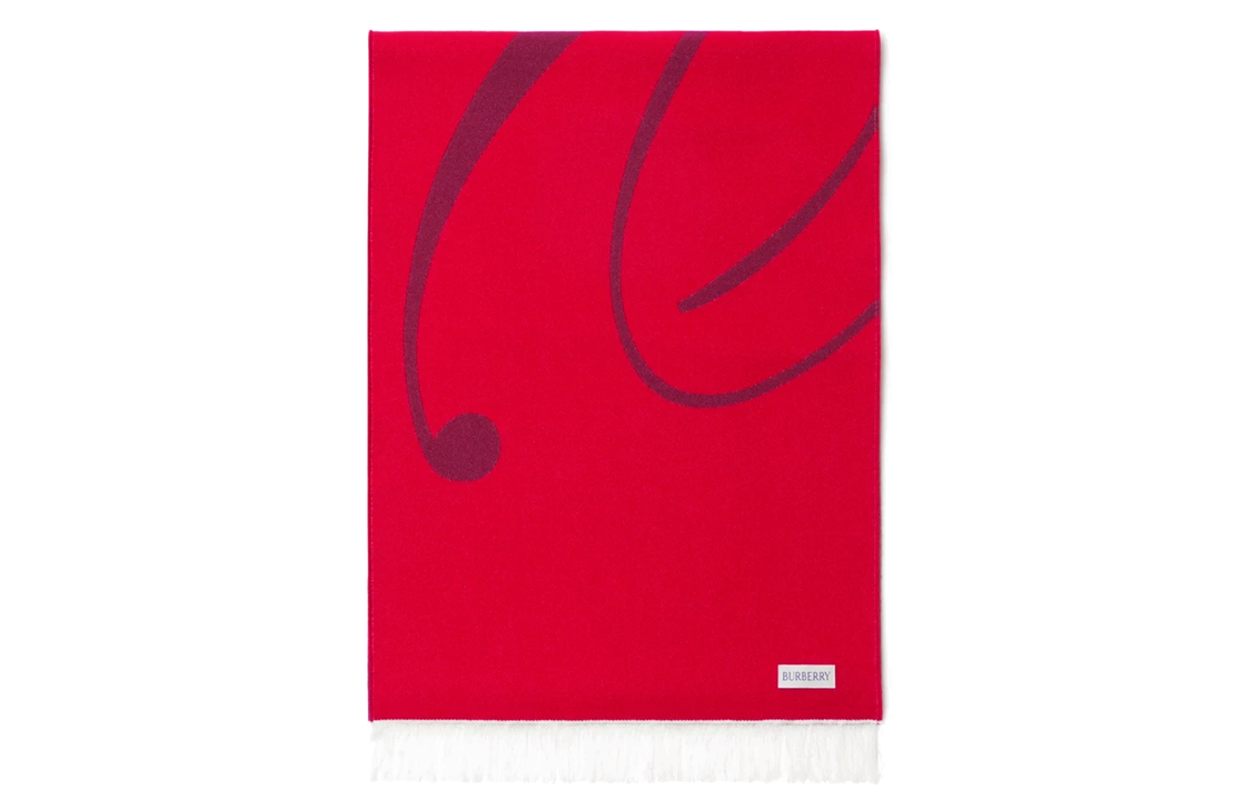 Burberry Letter Logo Jacquard Knit Scarf Unisex Couple Style Raspberry Red. 80791821 圖 4