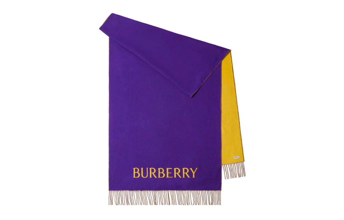 Burberry Letter Logo Tassel Wool Scarf Unisex Couple Purple/Yellow 80791561