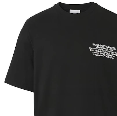 Camiseta Negra Burberry Estampado Letras Algodón Corte Holgado. 80427481 Details for Camiseta Negra Burberry Estampado Letras Algodón Corte Holgado. 80427481
