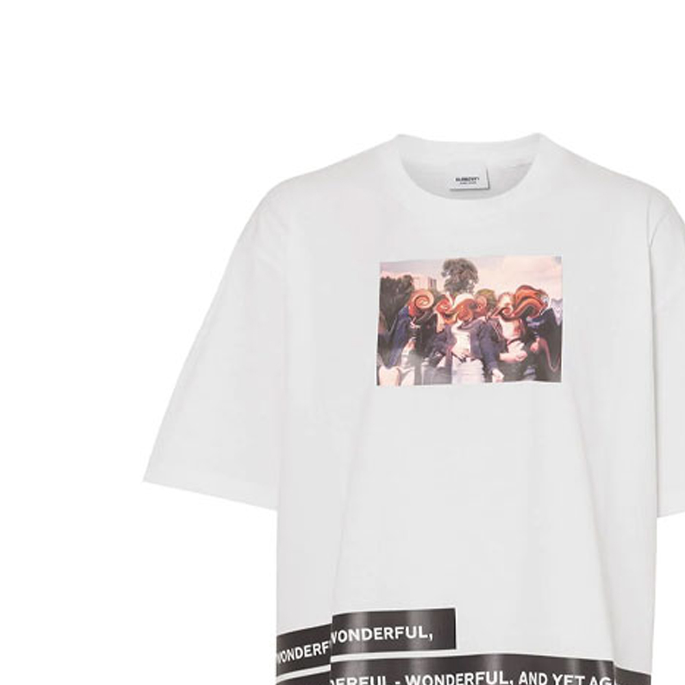 Burberry Letter Print Crew Neck Unisex White T-Shirt 45605261 圖 6