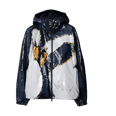 Burberry Letter Print Hooded Zip-Up Jacket - Ink Color 80899621