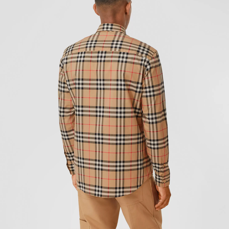Burberry Letter Print Long Sleeve Shirt Heritage Tan 80298781 圖 4