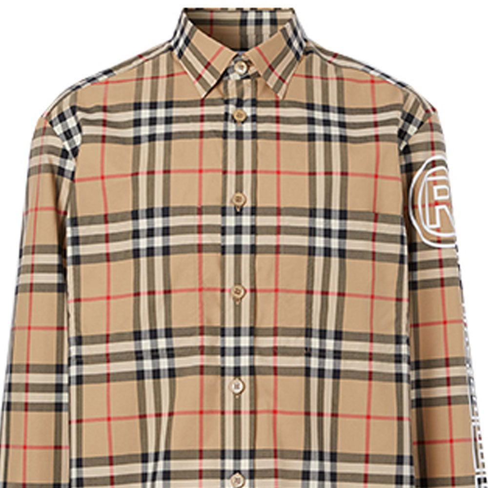 Burberry Letter Print Long Sleeve Shirt Heritage Tan 80298781 圖 7