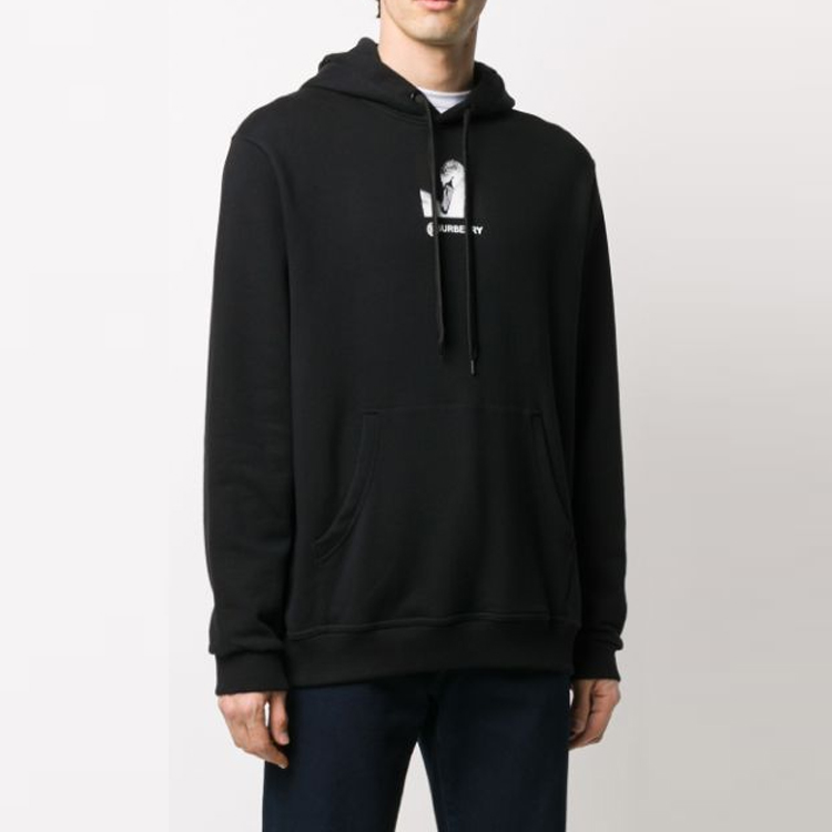 Burberry Letter Print Pullover Hoodie Long Sleeve for Men - Black 80304931 圖 4