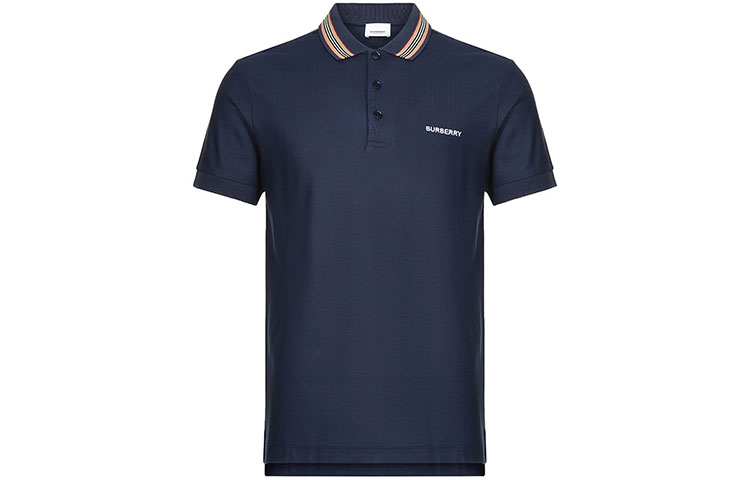 Burberry Letter Print Straight-Cut Polo Shirt - Dark Blue 80143511 圖 2