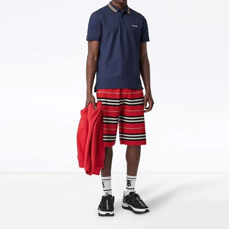 Burberry Letter Print Straight-Cut Polo Shirt - Dark Blue 80143511 圖 4