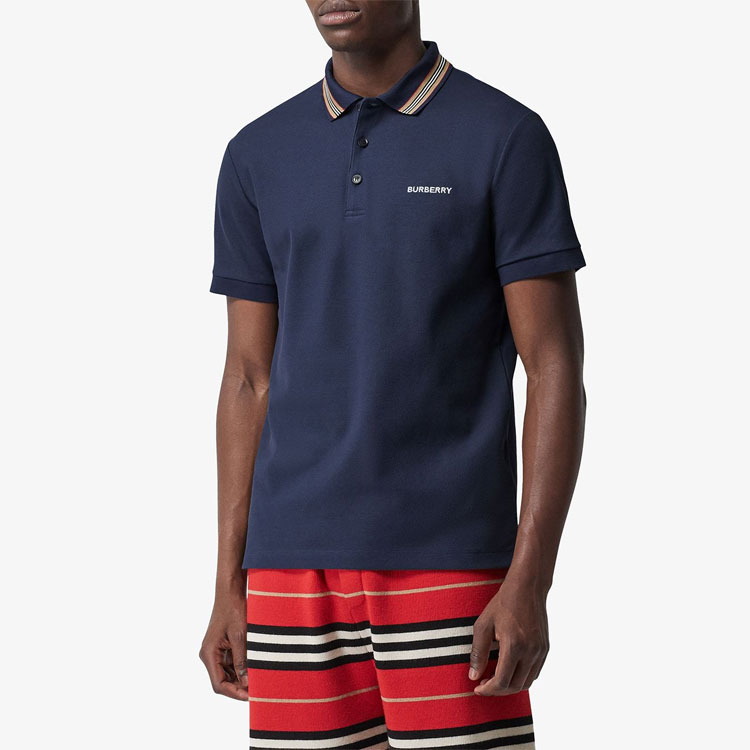 Burberry Letter Print Straight-Cut Polo Shirt - Dark Blue 80143511 圖 5