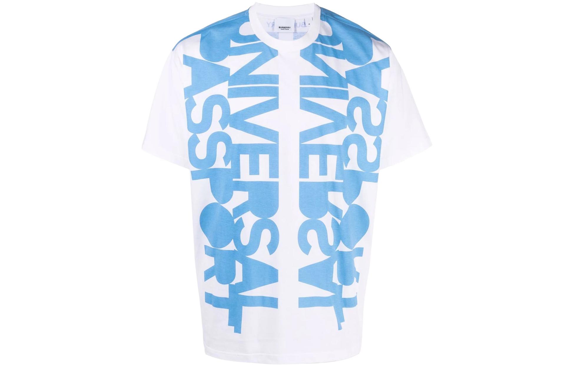 Burberry Letter Print White Oversized Crew Neck Relaxed Fit  T-Shirt. 80519821