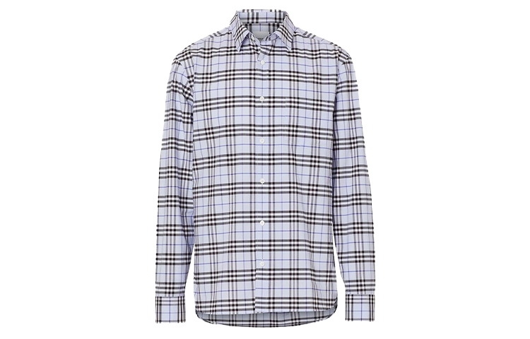Burberry Light Blue Check Long-Sleeve Shirt 80113991