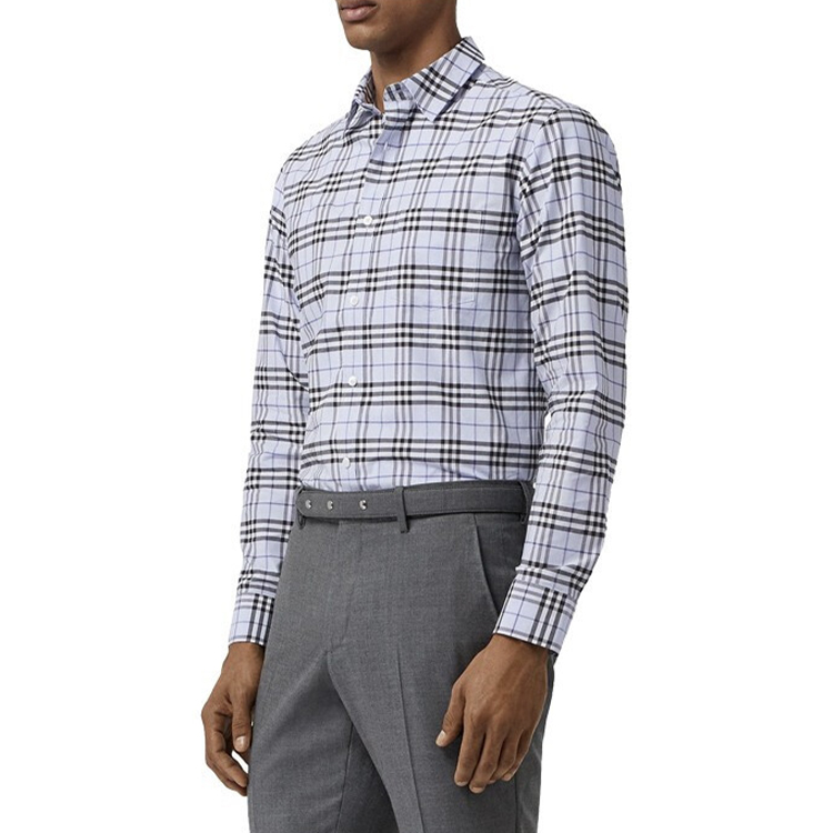 Burberry Light Blue Check Long-Sleeve Shirt 80113991 圖 5
