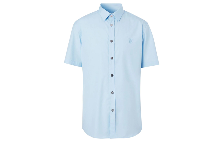 Burberry Light Blue Curved Hem Logo Shirt 80293551