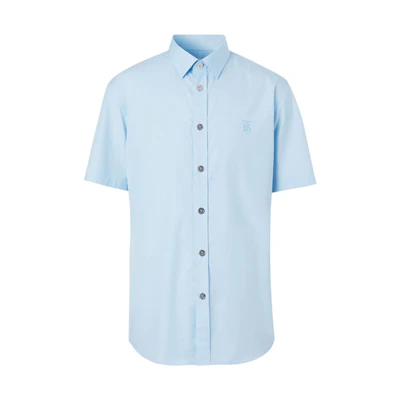 Burberry Light Blue Curved Hem Logo Shirt 80293551