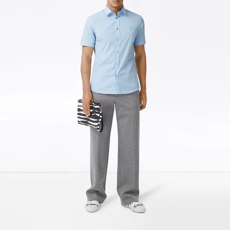 Burberry Light Blue Curved Hem Logo Shirt 80293551 圖 3