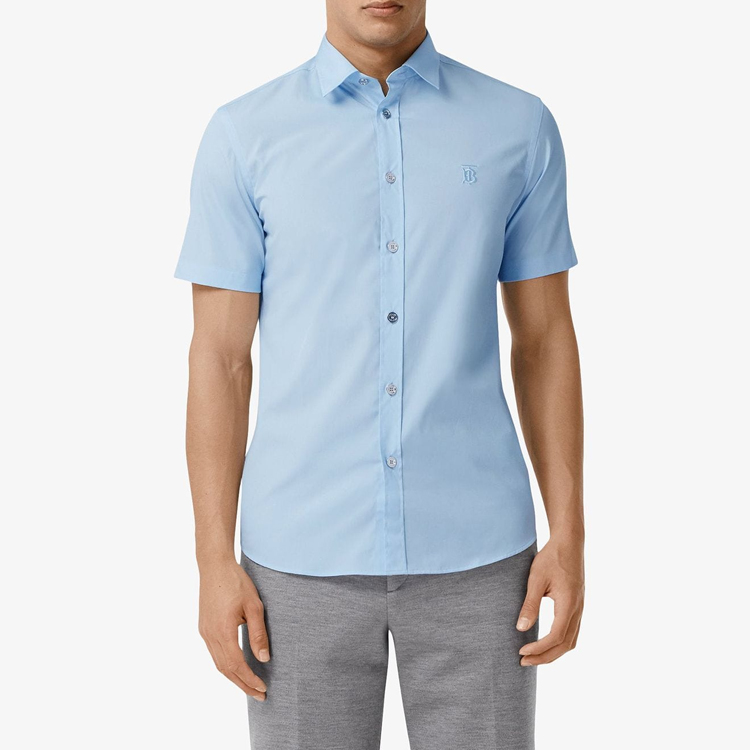 Burberry Light Blue Curved Hem Logo Shirt 80293551 圖 4