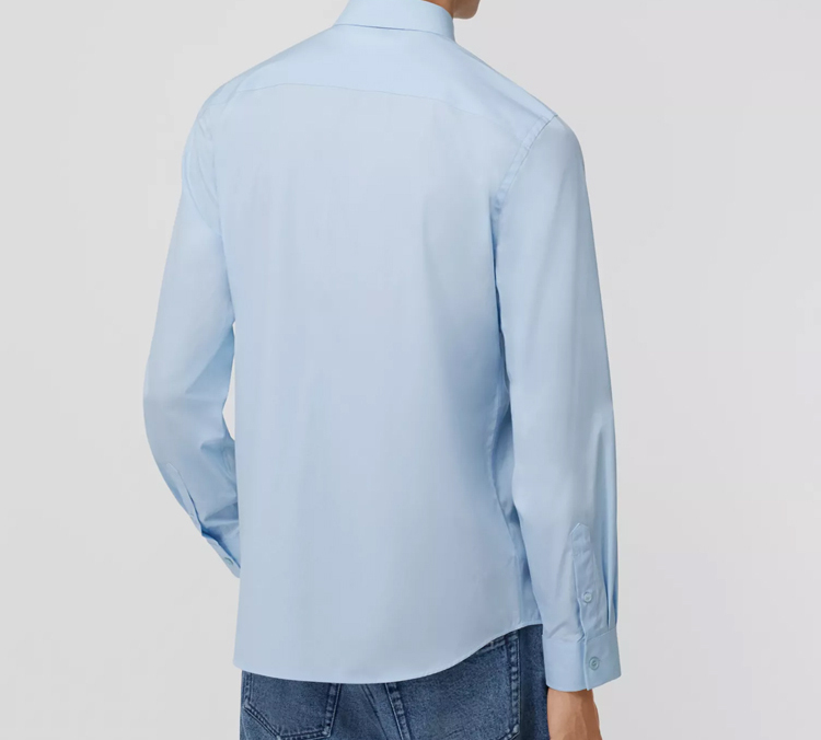 Details for Camisa Burberry Azul Claro de Algodón Elástico Popelina Manga Larga. 80218461