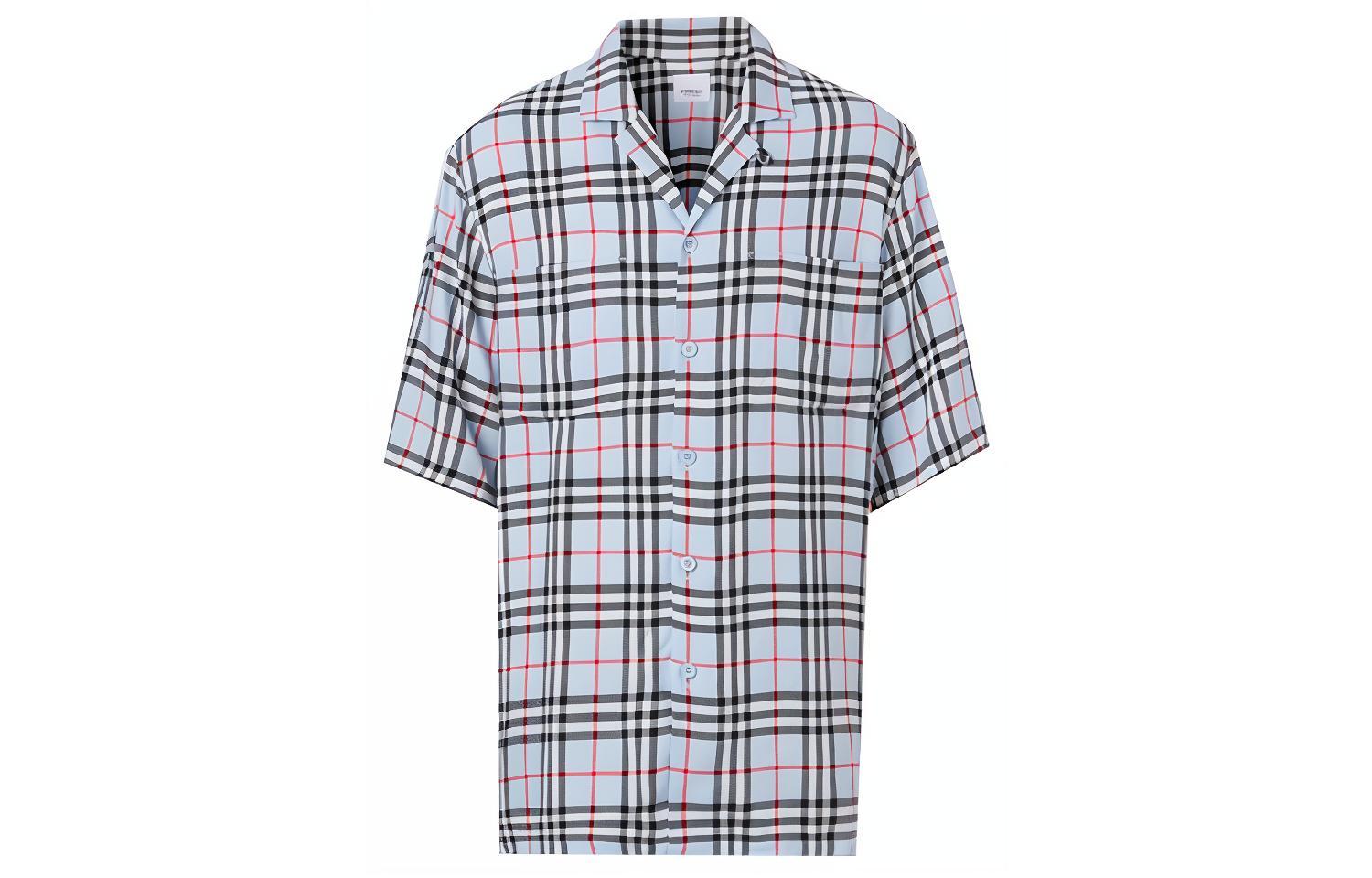 Burberry Light Blue Vintage Check Short Sleeve Twill Shirt 80258221