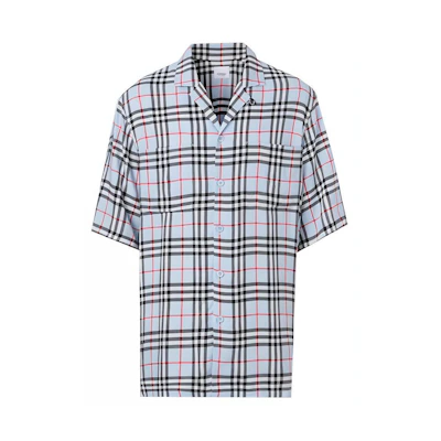 Burberry Light Blue Vintage Check Short Sleeve Twill Shirt 80258221