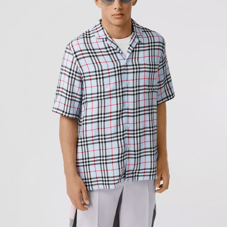 Burberry Light Blue Vintage Check Short Sleeve Twill Shirt 80258221 圖 3