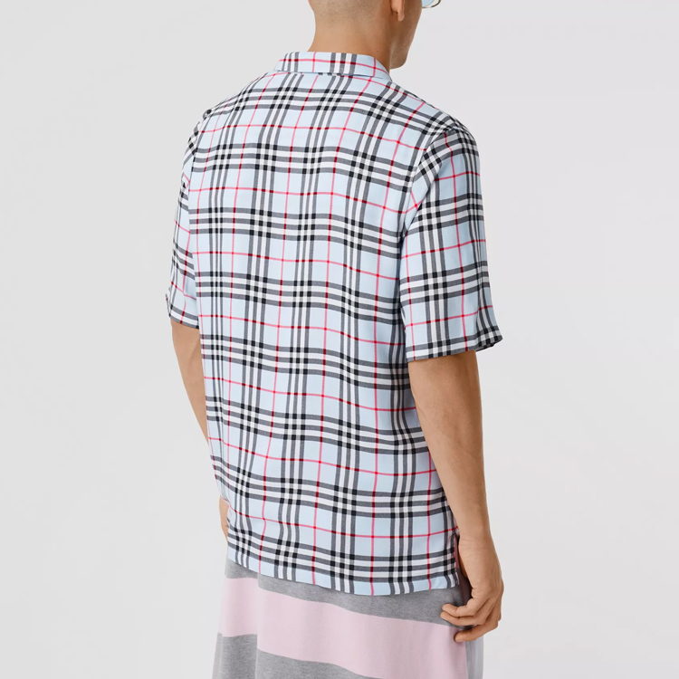 Burberry Light Blue Vintage Check Short Sleeve Twill Shirt 80258221 圖 4