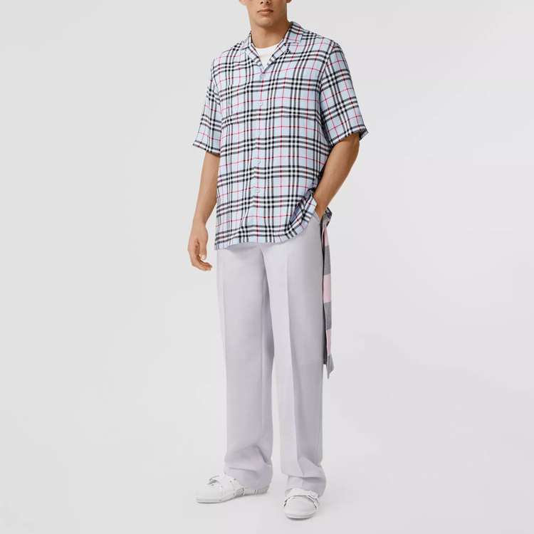Burberry Light Blue Vintage Check Short Sleeve Twill Shirt 80258221 圖 6