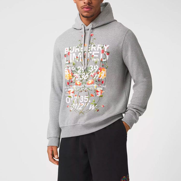 Burberry Light Gray Letter Print Hoodie Sweatshirt 80375421 圖 4