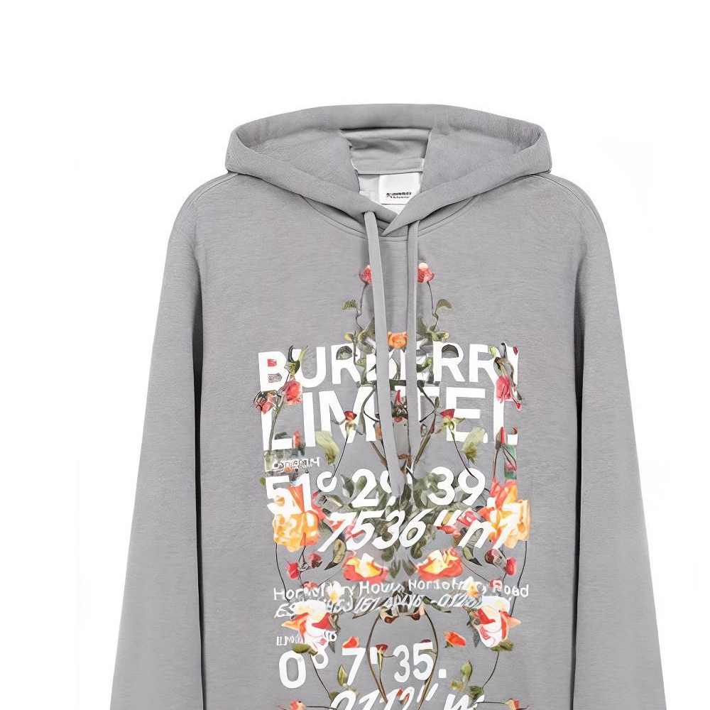 Burberry Light Gray Letter Print Hoodie Sweatshirt 80375421 圖 7
