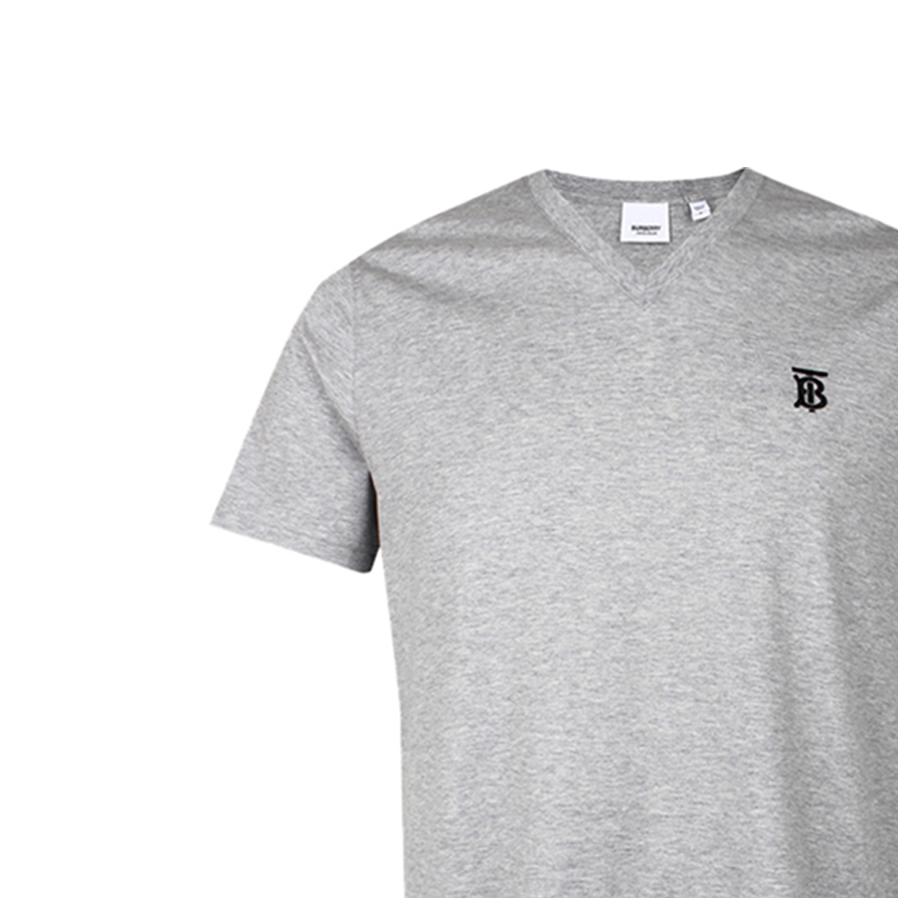 Sizing Burberry Kaos Abu Muda V-Neck Logo Cetak Lengan Pendek 80172571