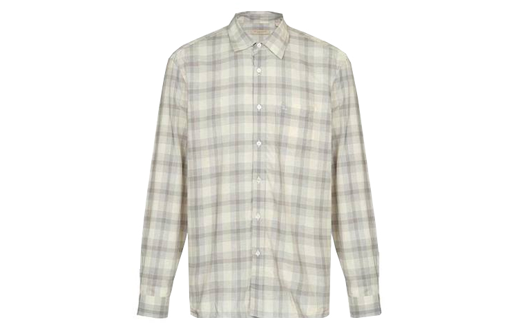 Burberry Light Grey Plaid Button-Up Long Sleeve Shirt 39830381 圖 2