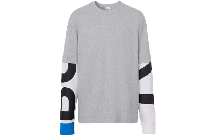 Order Burberry Baju Lengan Panjang Kapas Cetakan Logo Kelabu Heather Muda 80302631