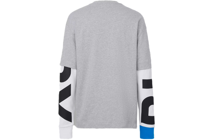 Lookbook Burberry Baju Lengan Panjang Kapas Cetakan Logo Kelabu Heather Muda 80302631