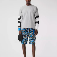 Shop Burberry淺灰色Logo印花長袖純棉襯衫 80302631