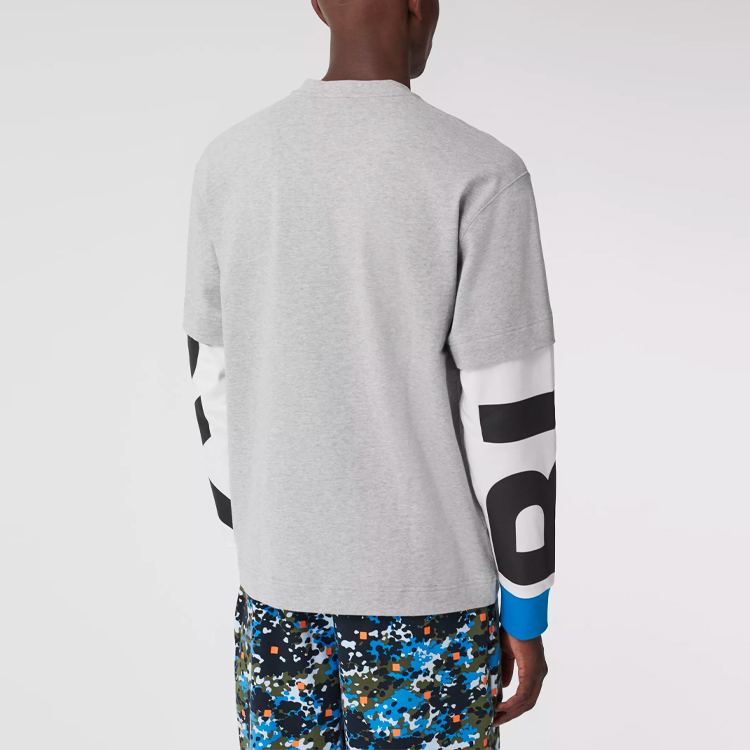 Purchase Burberry Baju Lengan Panjang Kapas Cetakan Logo Kelabu Heather Muda 80302631