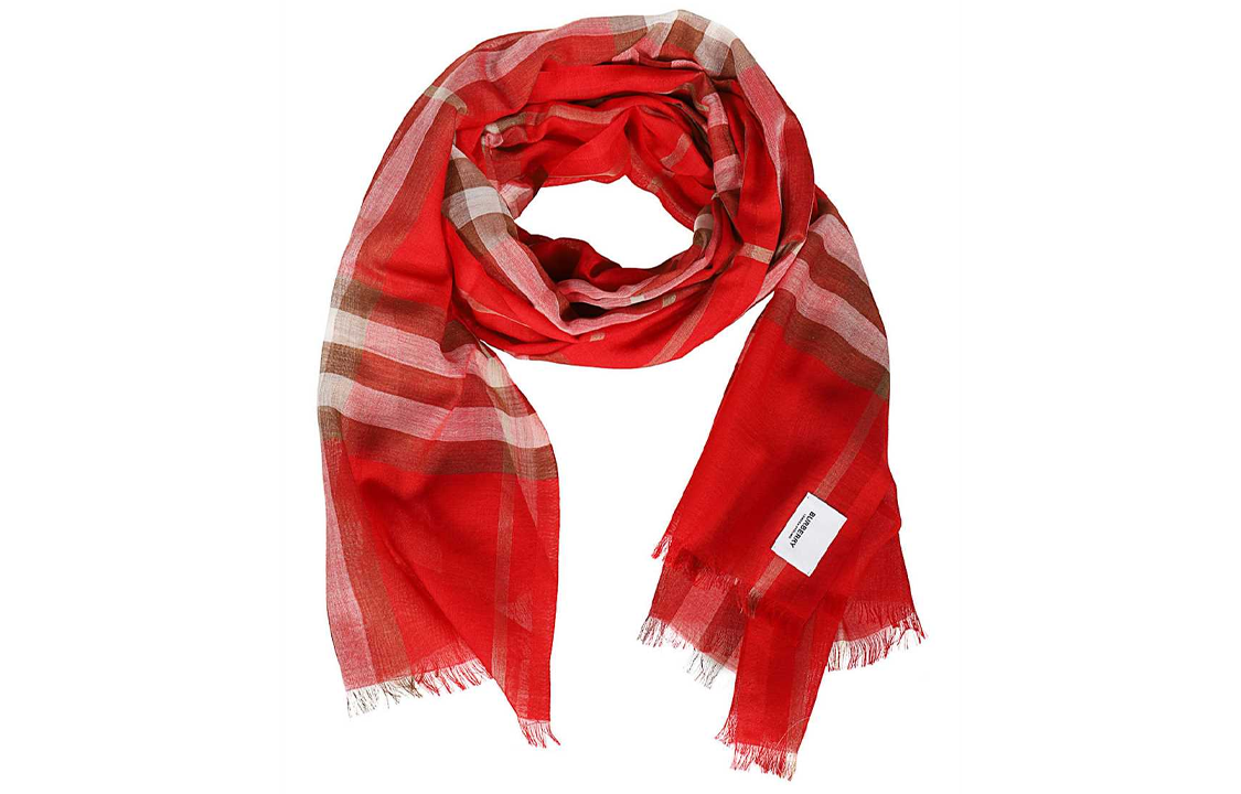 Burberry Lightweight Check Scarf Red Unisex Couples Edition. 8026449 圖 2