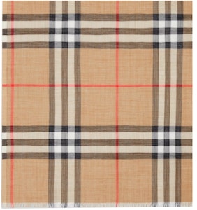Burberry轻盈格子羊毛围巾档案米色 Order Burberry轻盈格子羊毛围巾档案米色