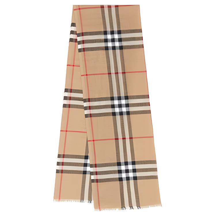 Burberry Lightweight Check Wool Scarf Unisex Couple Style Archive Beige 80184681