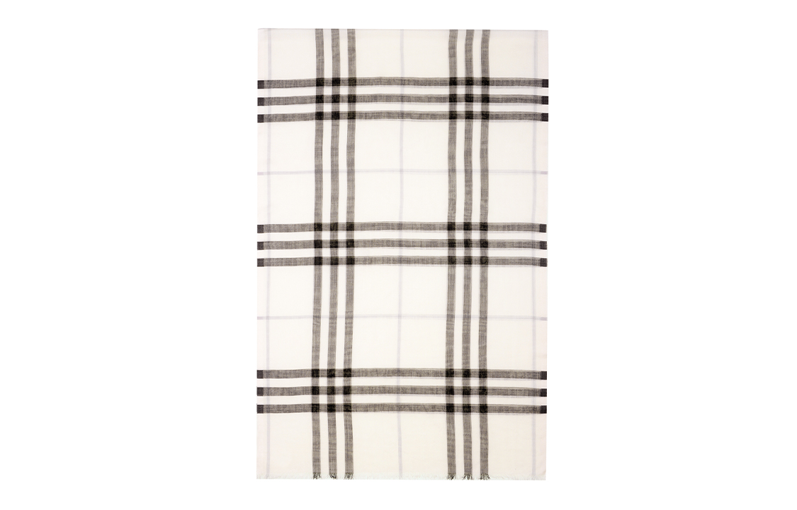 Burberry Lightweight Check Wool Scarf White Unisex Couples'款 8026444 圖 2