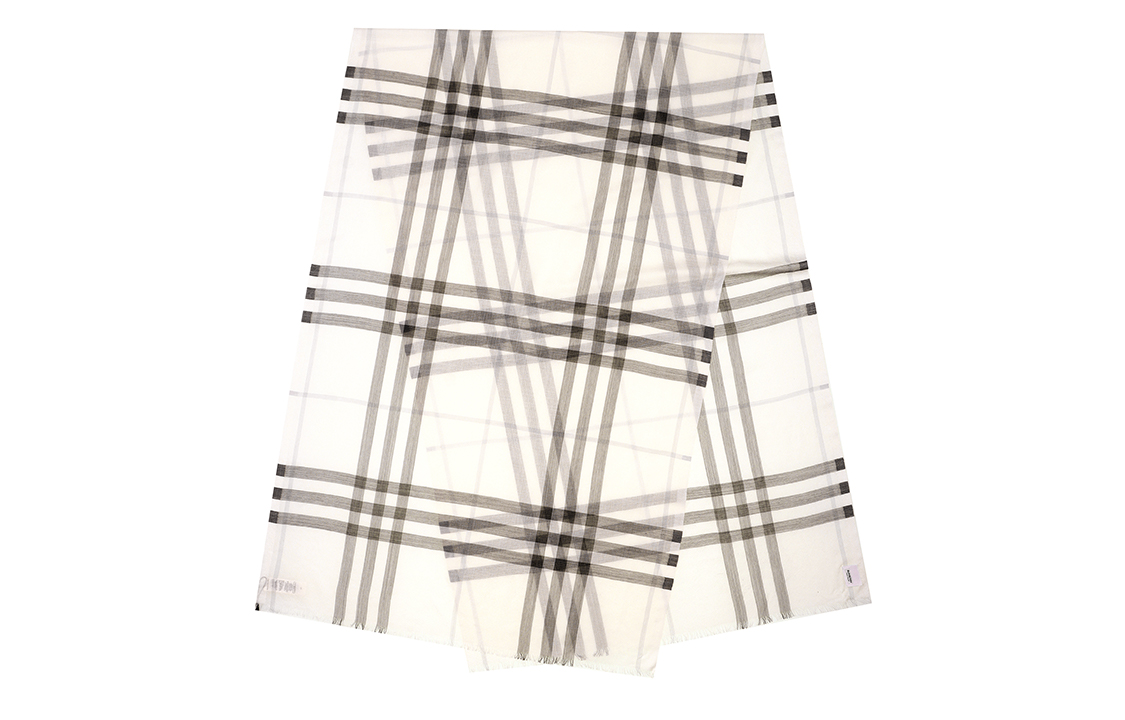 Burberry Lightweight Check Wool Scarf White Unisex Couples'款 8026444 圖 3