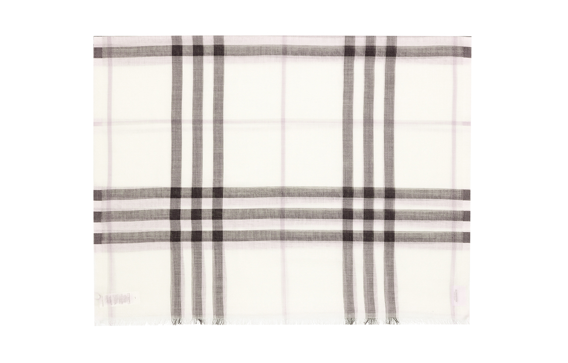 Burberry Lightweight Check Wool Scarf White Unisex Couples'款 8026444 圖 4