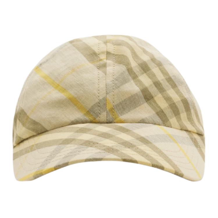 Burberry Linen Check Flat Cap Unisex Couple Style in Beige Wheat Color. 80903611