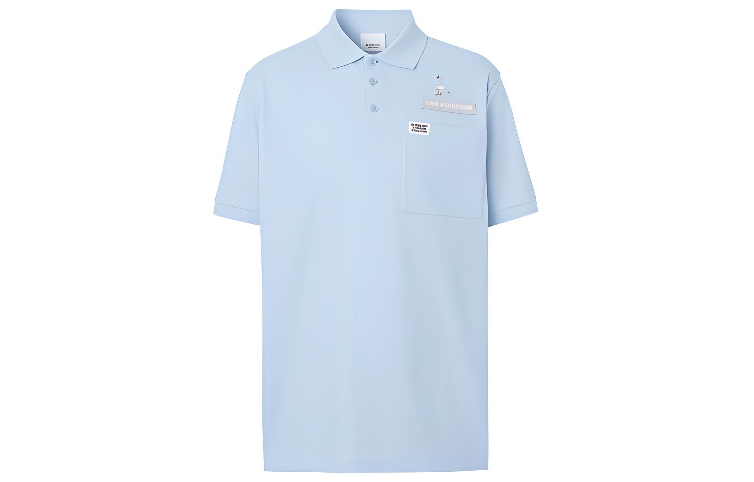 Burberry Logo Appliqué Button-Down Polo Shirt Men’s Light Blue 80288371