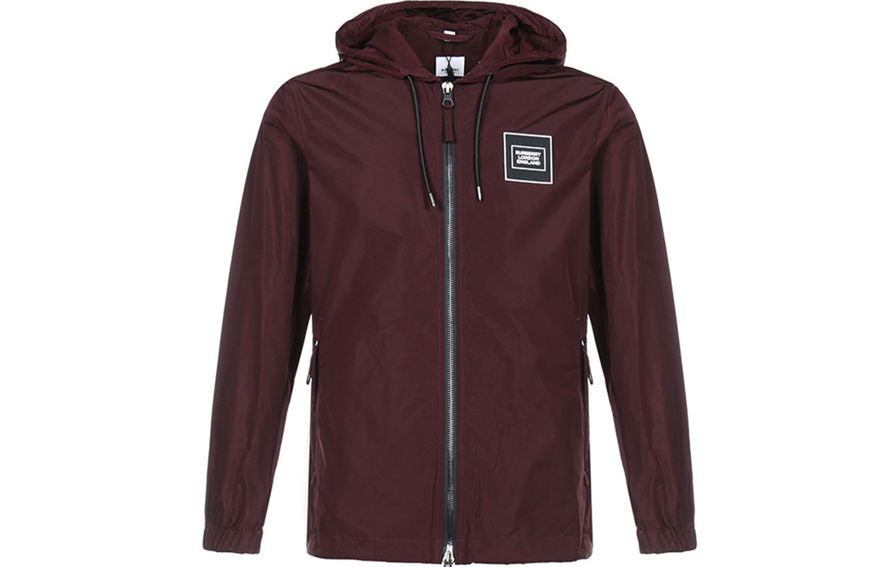 Burberry Logo Appliqué Memory Taffeta Hooded Jacket for Men in Elderberry 80298421