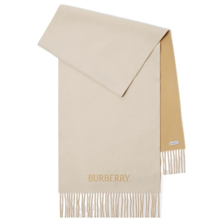 Burberry Logo Cashmere Scarf Beige Unisex Couple Style. 80954631