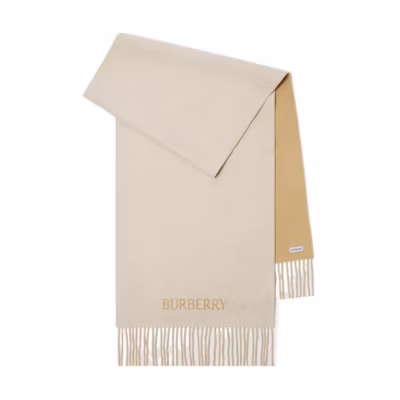 Burberry Logo Cashmere Scarf Beige Unisex Couple Style. 80954631