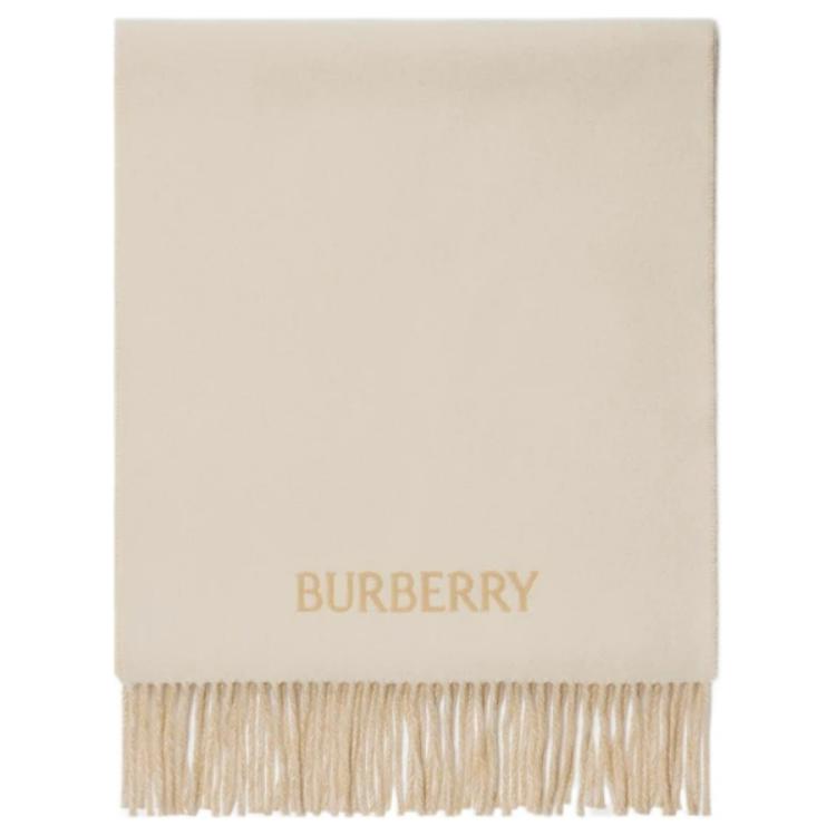 Burberry Logo Cashmere Scarf Beige Unisex Couple Style. 80954631 圖 3