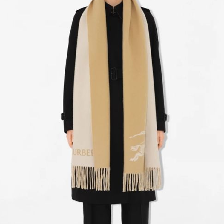 Burberry Logo Cashmere Scarf Beige Unisex Couple Style. 80954631 圖 5